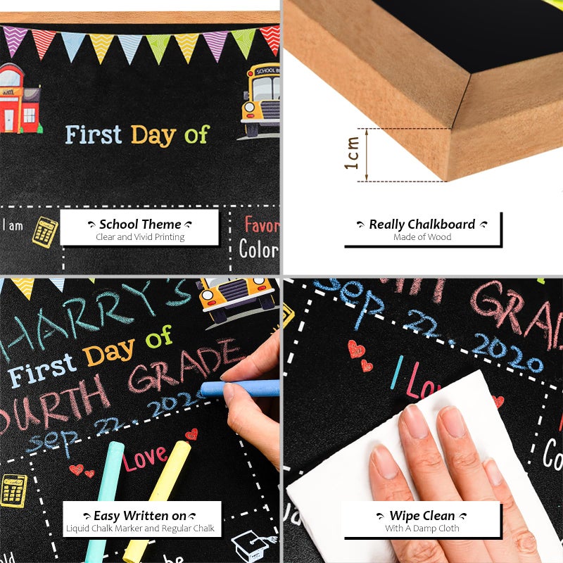 BAODLON First Day of School Sign - 14" X 11" Double-Sided Board With Frame for Kids - Chalkboard for First & Last Day, Back to School Supplies for Preschool Kindergarten 1st Grade - Image 4